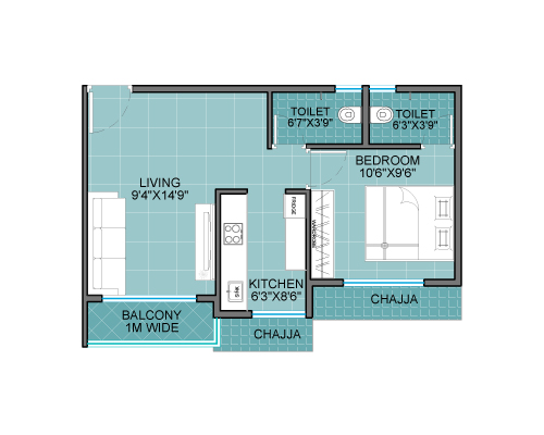 1BHK UNIT PLAN