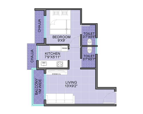 1BHK UNIT PLAN1